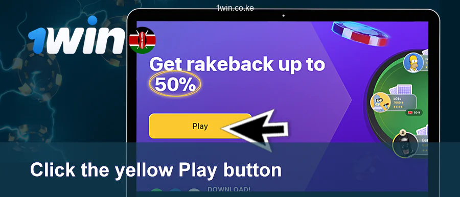 Select the Button on the 50% Promotion Banner at 1Win