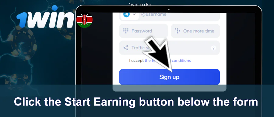 Bonyeza kwenye kitufe cha Anza Kuchuma kwenye Tovuti ya Washirika wa 1Win.