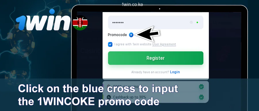 Tap on the Blue Cross to Enter the 1Win Promo Code