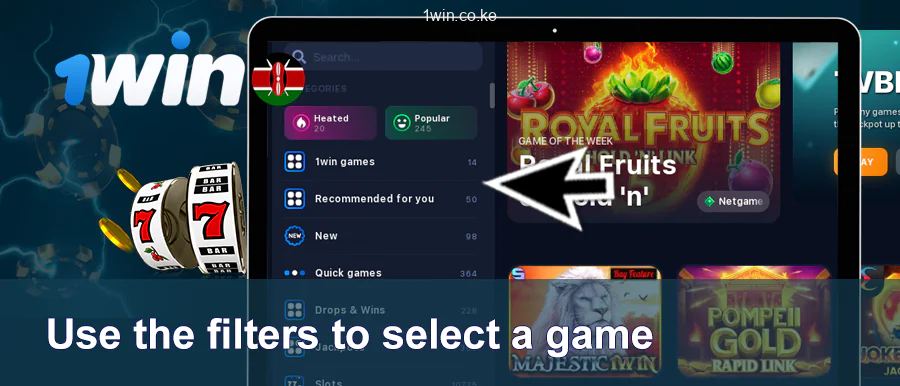 1WIN Casino Category Filter
