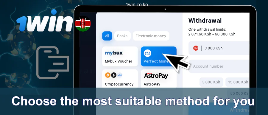 Select The Method Of Payment on 1win