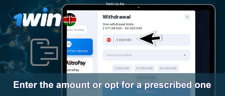 Select The Amount Of Output on 1win